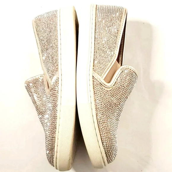 Steve Madden  Champagne Rinestone Slip on Platform Flat Sneaker Sz 7 US - Picture 5 of 8